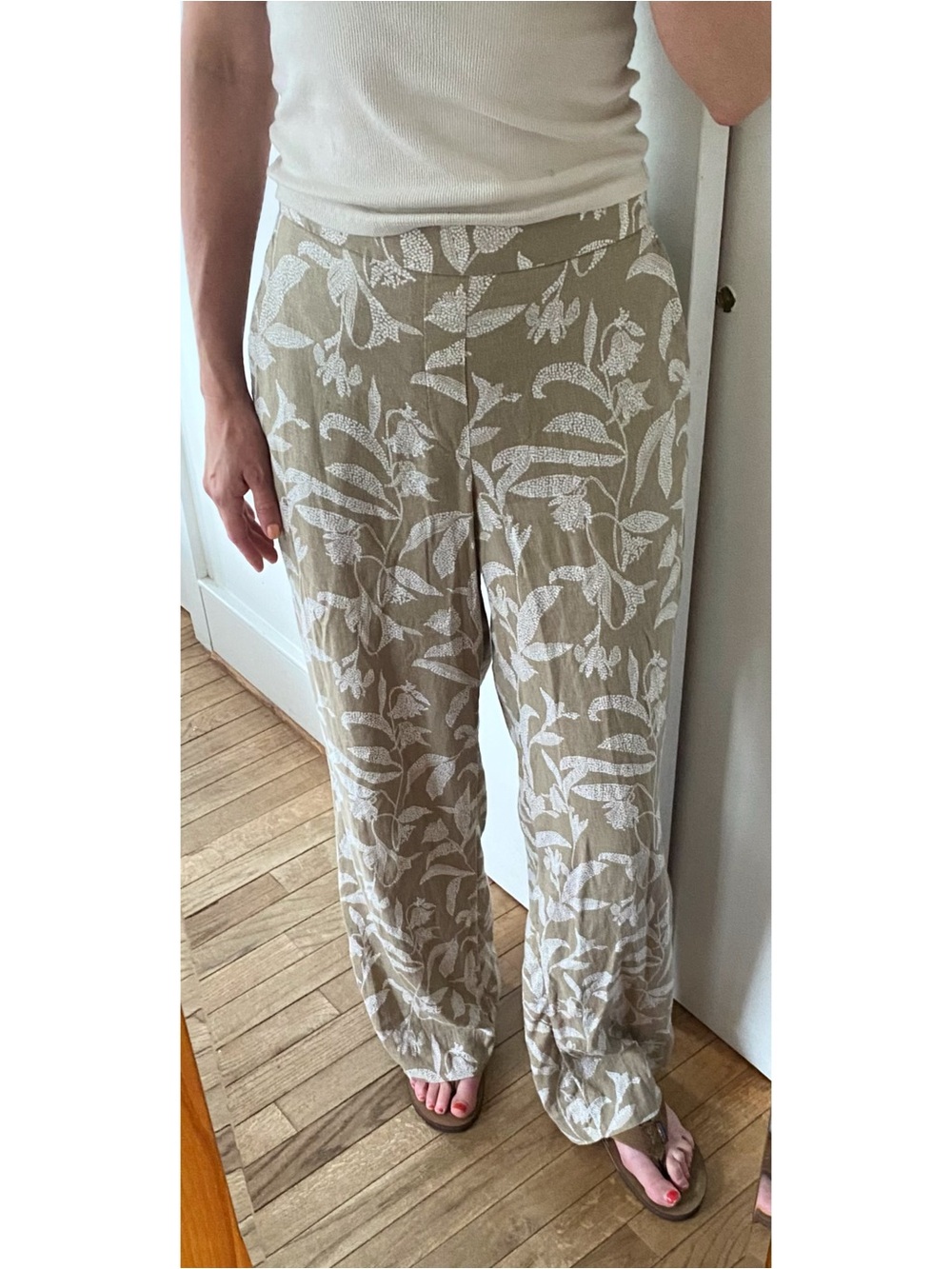 Banana Republic Linen Blend Floral Wide Leg Pants Small Tall Coastal Resort - Picture 8 of 8